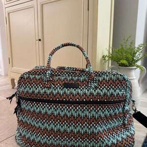Vera Bradley Brown and Blue Patterned Travel Bag